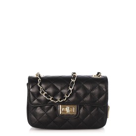 Guy Laroche quilted black leather bag with gold